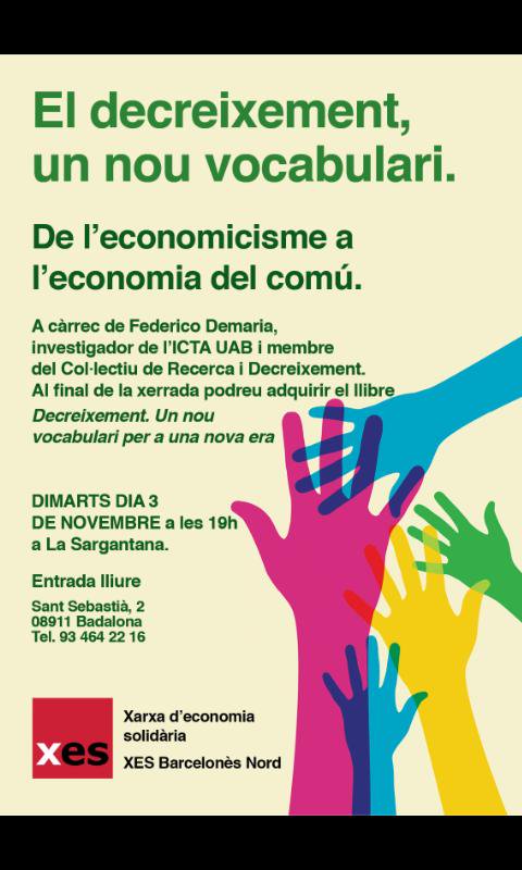 El decreixement un nou vocabulari. Xarxa economia solidària Barcelonès nord